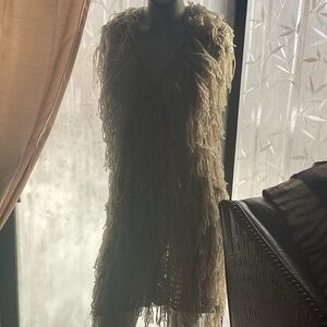 Fringed Cream Sleeveless Sweater